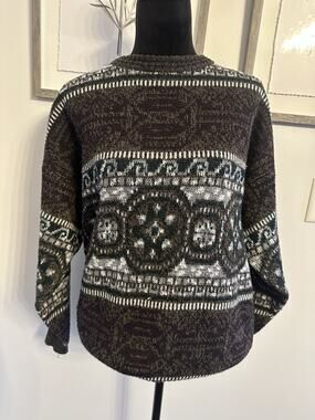 Vintage 90s Sweater Knit Pattern Grandpa Bugle Boy Mens Large Retro Grunge